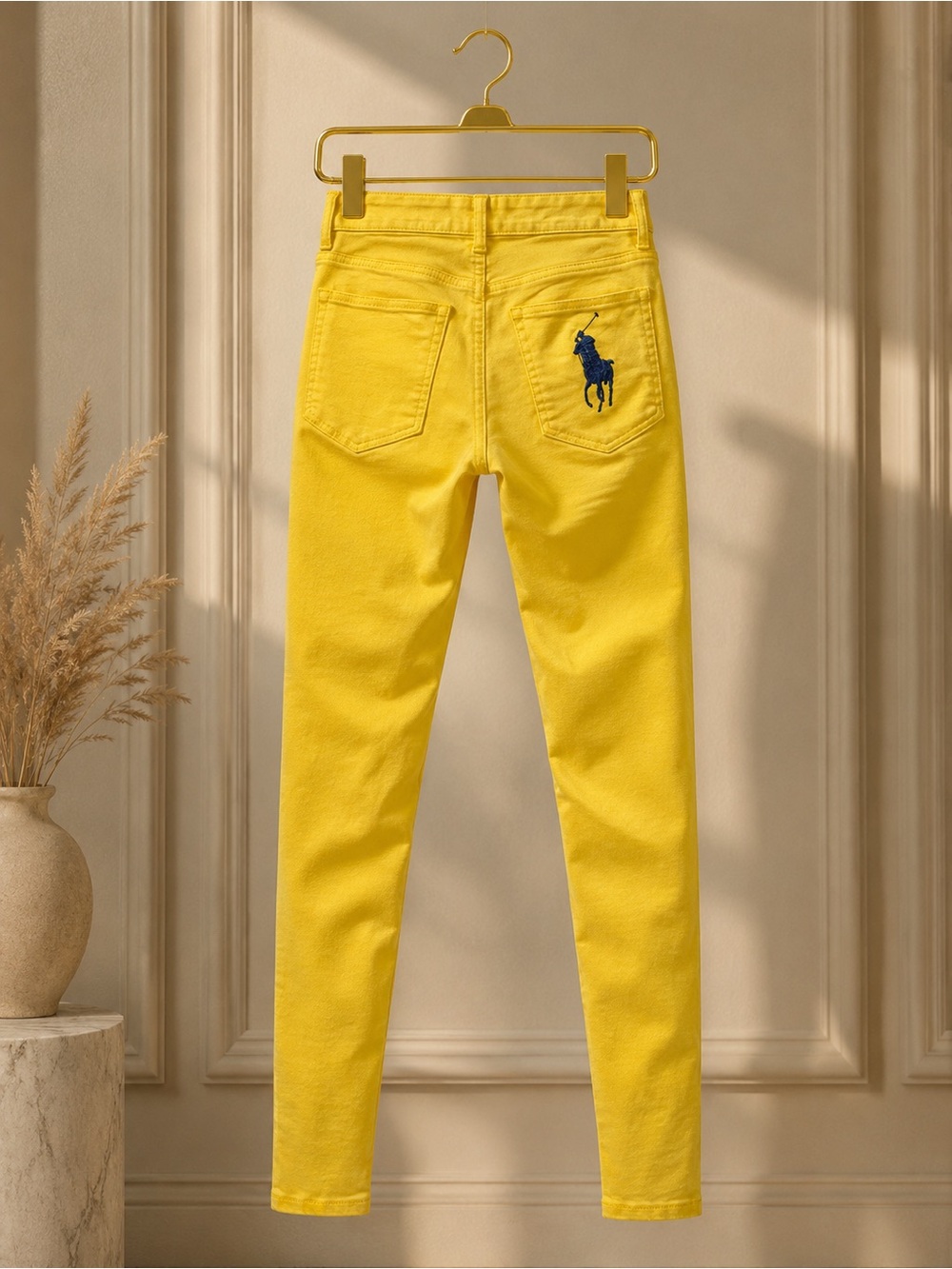 Ralph Lauren Black Label Big Pony Bright Yellow High-Rise Jeans Size 32 - Picture 4 of 11